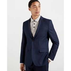 Ted Baker London Endurance Roger CT Navy Plaid Blue Wool Blazer Jacket Size 36S